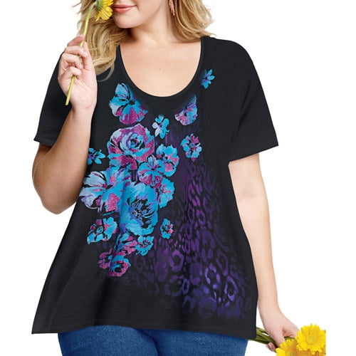 by Hanes Women's PlusSize Watercolor Graphic Tee