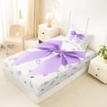 thumbnail image 4 of Erosebridal Girly Purple Cartoon Bowknot Twin Sheet Sets,Kawaii Flowers Floral Bedding For Kids 3 Pieces, 4 of 6