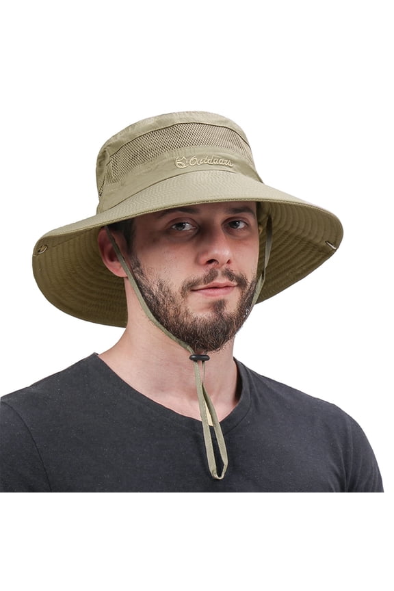 Sun Hats for Men Sun Protection Wide Brim Safari Hat Outdoor Fishing Hat Mens Bucket Hats Dark Khaki