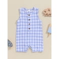 thumbnail image 2 of FEORJGP Toddler Baby Boys One-piece Rompers 0 3M 6M 12M 18M Infant Summer Casual Tank Jumpsuits Short Sleeve Crew Neck Bodysuits Vintage Plaid Print Boy Fashion Cute Simply Clothes for Daily, 2 of 6