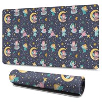 Long Mouse Pads for Desk,Star Fairy Princess Pattern Desk Mats on Top Of Desks, Desk Mouse Pad Extra Large with 3mm Non-Slip Base and Stitched Edge for Gaming,Office,Work,Home 47.3"x23.6"