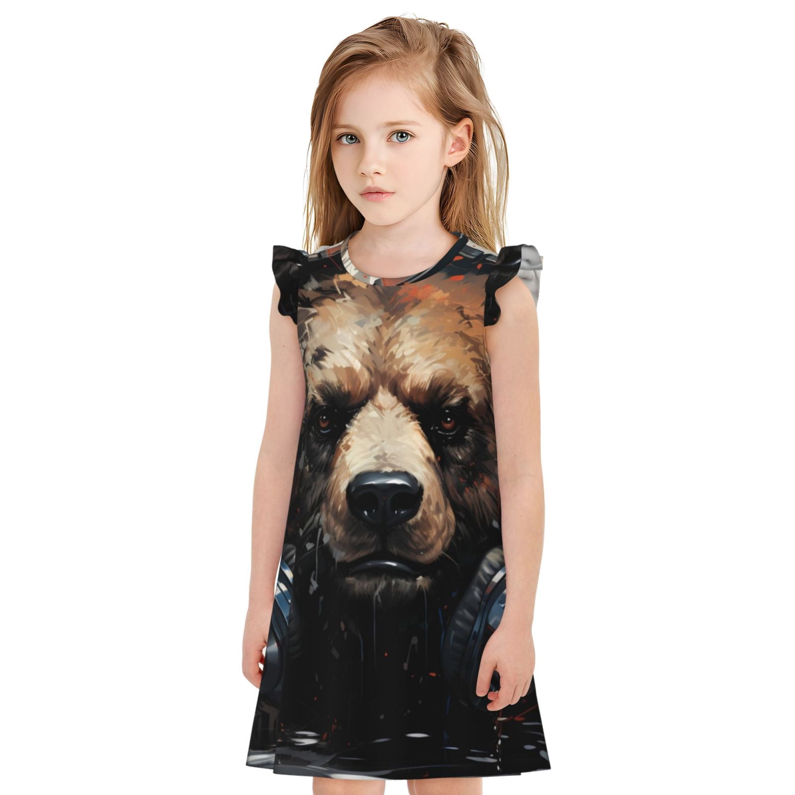 Easygdp Urban Bear With Headphones for Girls Pajamas Dress, Princess  Nightgown for Girls, Adorable Ruffle Sleeves, No Zippers or Buttons-Small -  Walmart.ca