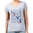 thumbnail image 4 of Women's G-III 4Her by Carl Banks Heather Gray Texas Rangers Love Graphic Team V-Neck Fitted T-Shirt, 4 of 5