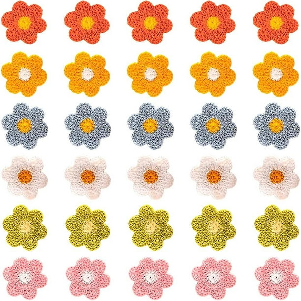 Flor Coser en parches Crochet Apliques florales Parches Diy Apliques Adornos para ropa Vestido Jeans Chaquetas Sombrero Zapatos Bolsas - 6 colores 30 piezas
