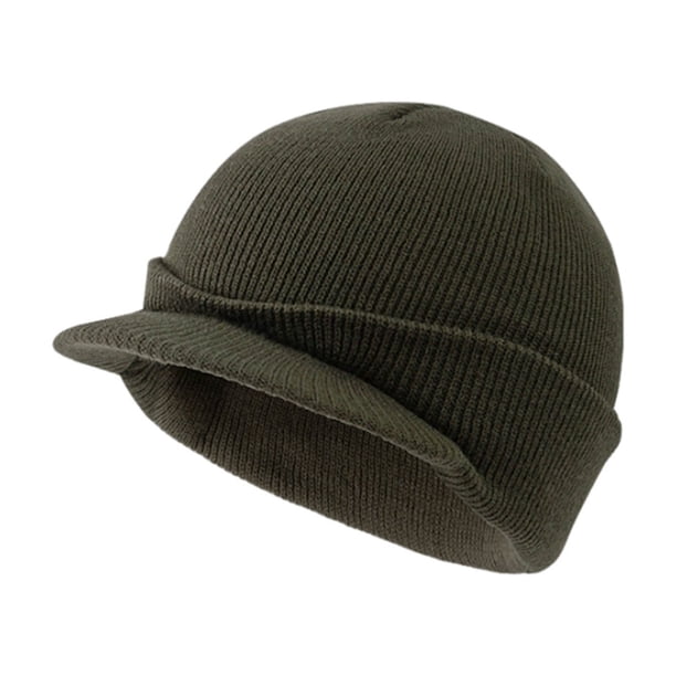 Sombreros Gorro de punto liso para mujer Gorra con visera cálida Gorro de punto para mujer