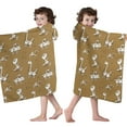 thumbnail image 4 of Brown Cartoon Dinosaurs Fossils Pattern Hooded Bath Towel，50"x30" for Ages 3 To 12 Kids, Quick Dry Lightweight Soft Microfiber Hood Beach Towel Cover Up for Kids, 4 of 7