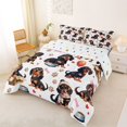 thumbnail image 2 of Homewish Dachshund Dog Full Size Comforter Sets,Paw Bone Print Bedding Comforter Set,Red Balloon Decor,Polkadot Reversible,3 Pieces,1 Comforter and 2 Pillowcases, 2 of 7