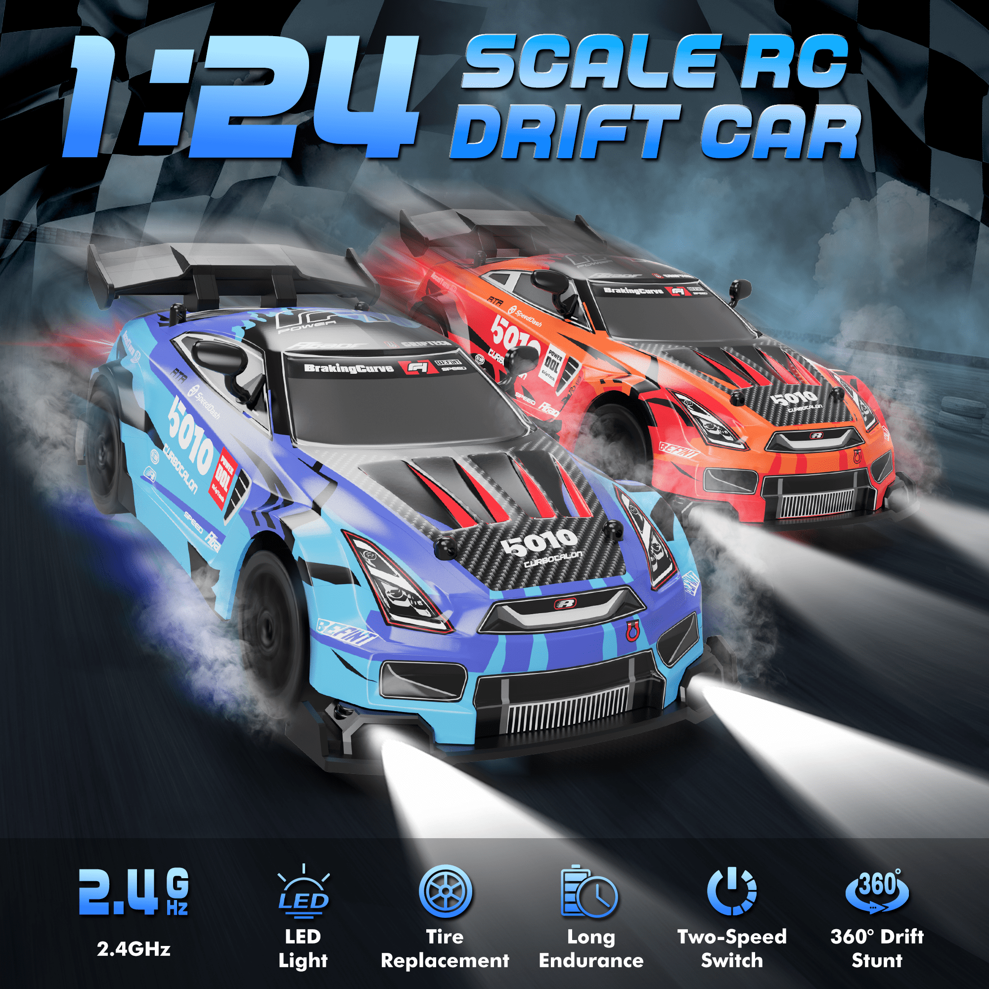 UUGEE RC Cars Toys for 8-11 Year Old Boys, 2.4GHz 4WD High Speed Remote Control Drift Car with Lights, Christmas Birthday Gifts for 6 10 12 Kids