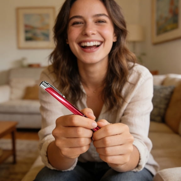 Metal Pens Ballpoint, Nice Retractable Click Pen withMetal Barrel, Smooth Writing Pens, Press-Type Ballpoint Pen, Weighted Metal Twist Silver Pens for office, Replaceable Nice Pens for Business,Red