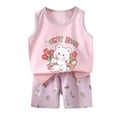 thumbnail image 1 of MEZZALL Children Tank Set Cartoon Printed Summer Dress Sundress For Girls, Pink, 3-4 Years, 1 of 7