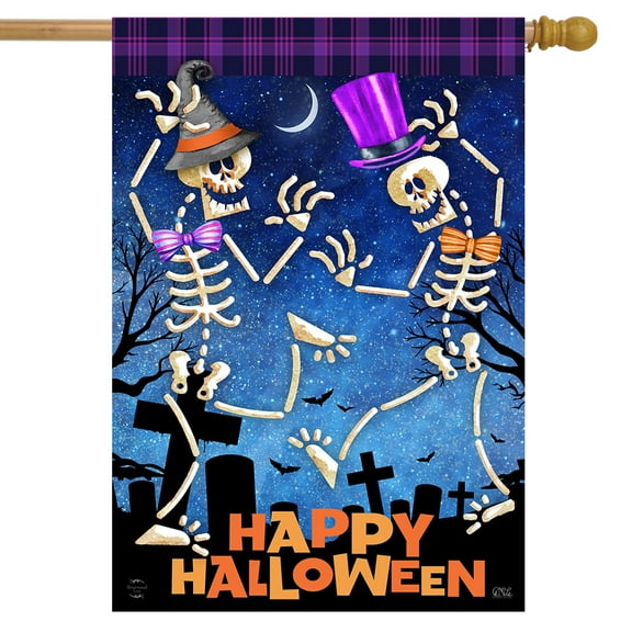 Briarwood Lane Dancing Skeletons Halloween House Flag