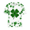 thumbnail image 4 of Bowake T-Shirts de la Saint-Patrick pour Femmes Col Rond Manches Courtes T-Shirt d'Été Quatre Feuilles Shamrock Graphique Tee Tops, 4 of 4