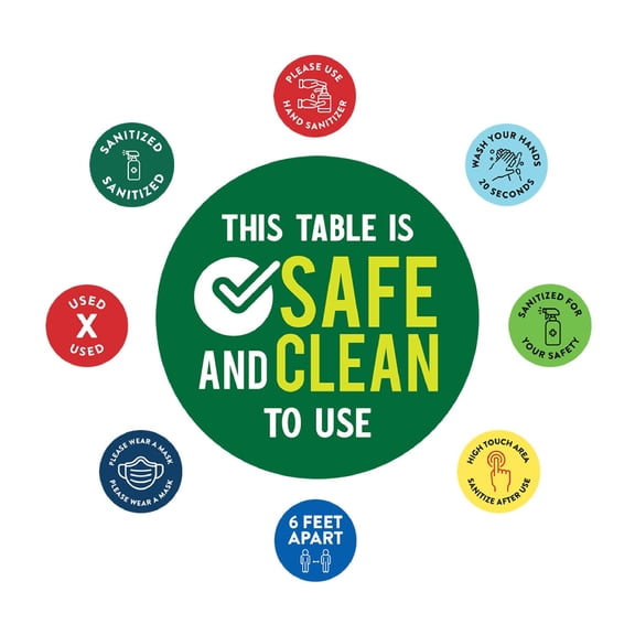 Koyal Wholesale Restaurant Social Distancing This Table Is Safe And Clean To Use Business Signs, 50-Pack, Vinyl Decals