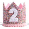 thumbnail image 1 of Corona de arco iris para la segunda fiesta de cumpleaños: corona de cumpleaños con purpurina, sombreros de cumpleaños para niños, accesorios para fotos de cumpleaños del bebé, decoración de cumpl, 1 of 5