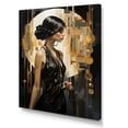 thumbnail image 2 of Designart "Elegant Woman Portrait in Black and Gold I" Fashion Canvas Wall Art - Glam Black Woman Entryway Wall Art Print, 2 of 6