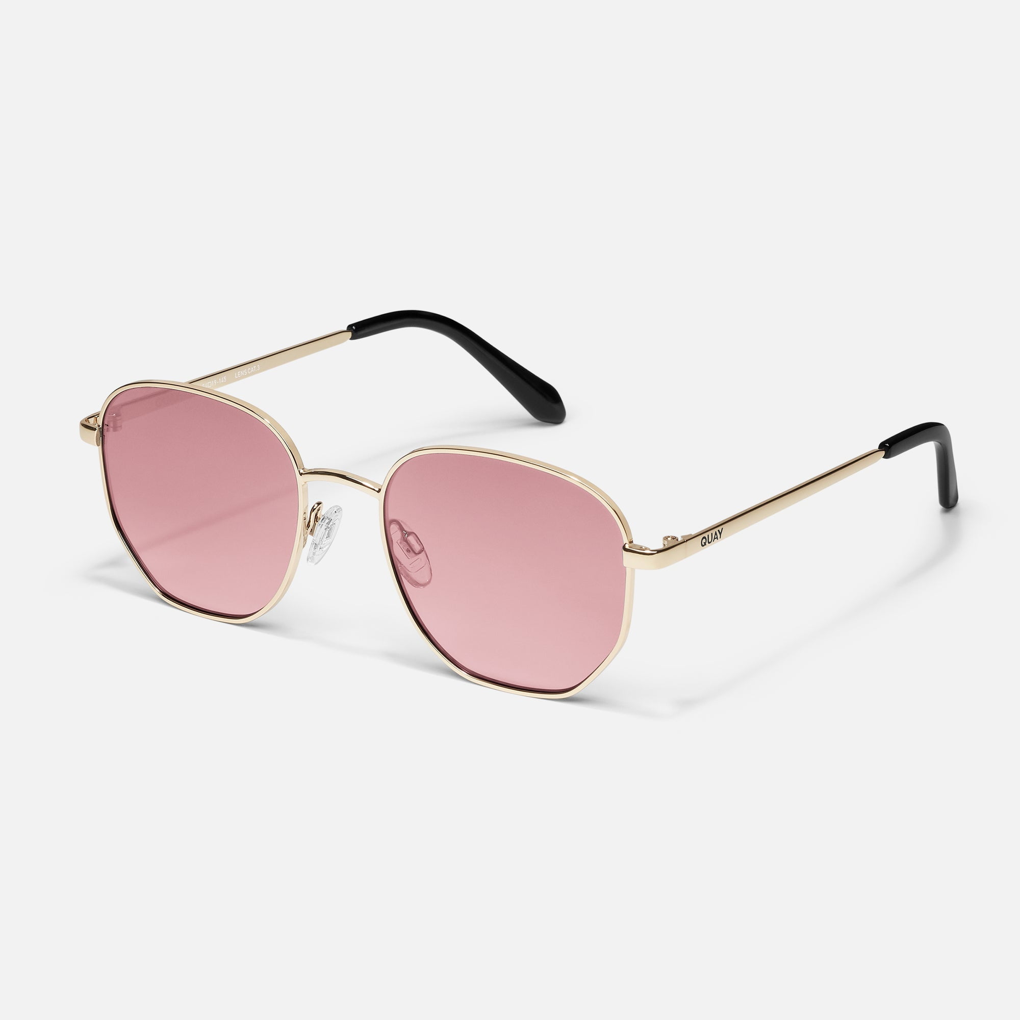 Quay Australia Big Time Square Sunglasses, Gold/Peony
