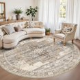 thumbnail image 2 of General Washable Round Rug 5ft: Living Room Circle Rugs with Non Slip Rubber Backing Stain Resistant Indoor Carpet for Bedroom Ultra Thin Soft Floor Decor Mat 5ft Beige, 2 of 17