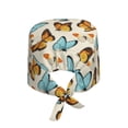 thumbnail image 2 of Kdxio Butterflies Pattern Turban Hat for Women Men Comfortable Adjustable Cleaning Working Cap with Sweatband, 2 of 8