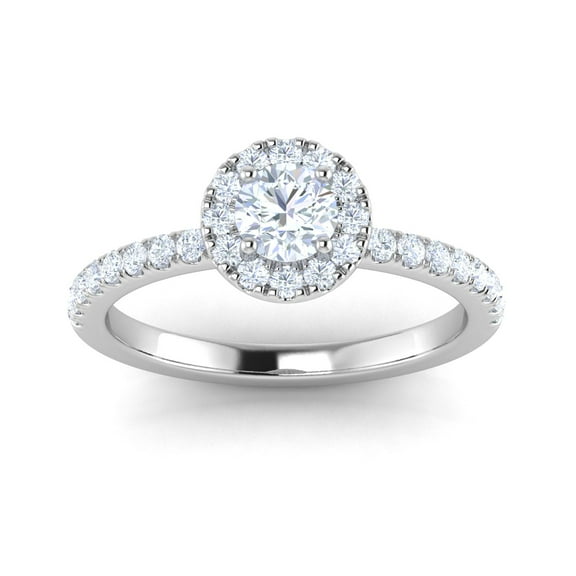 Certified G/I1 1 Carat TW Diamond Halo Set Engagement Ring in 10k White Gold