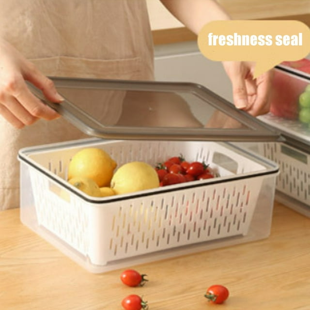 Tyidzon Double Food Storage Container Double Drainage Stackable And Sealed Easy To Clean Made Of Rugged Food Grade Plastic
