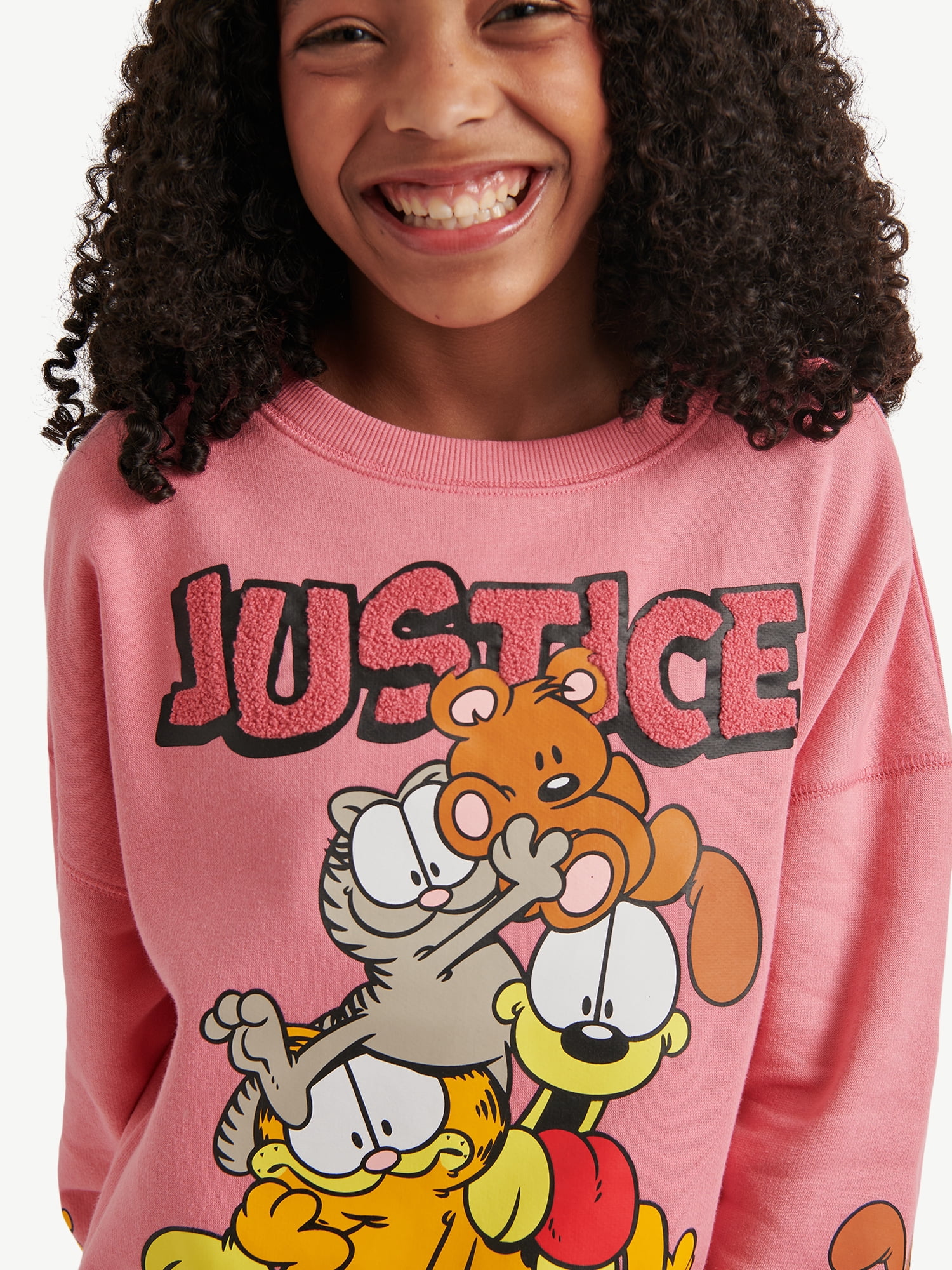 Justice x Garfield Girls Fleece Crewneck, Sizes XS - XLP