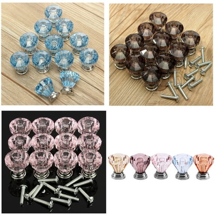 Decorative Drawer Pulls 8/16/20 pcs 25mm Diamond Shape Crystal Glass Cabinet Knob Cupboard Drawer Pull Handle ()