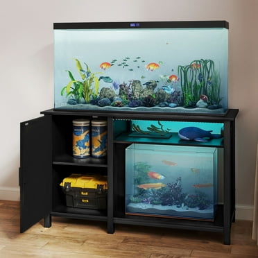 Dextrus Heavy Duty Aquarium Stand for 55-75 Gallon Fish Tanks, with Additional 20 Gallon Space and RGB Light Strip, Fish Tank Stand with 800 lbs Capacity, Adjustable Dividers