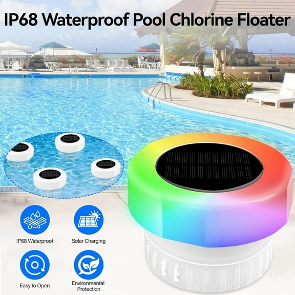 Solar-Powered Pool Disinfection Box Light With Color-Changing Glow - Compact Design For Above-Ground Inground Pools, Spa Tubs, Outdoor Water Features