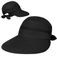 thumbnail image 2 of SUN CUBE Women Sun Hat for Outdoor UV Protection, Wide Brim Sun Hat Ponytail, Convertible Zip-Off Beach Hat Visor for Golf Gardening Pool Travel, Foldable Summer UPF50+ Visor Hat, Black, 2 of 9