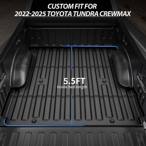 RVNI Truck Bed Mat for 2022 2023 2024 2025 Toyota Tundra CrewMax 5.5FT Pickup Bed Liner TPE All Weather Protection