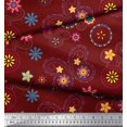 thumbnail image 2 of Soimoi Red Rayon Fabric Insect & Floral Clip Art Decor Fabric Printed BTY 42 Inch Wide, 2 of 3
