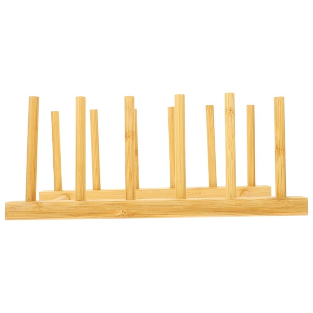 Soporte para platos de bambú, soporte para platos de cocina, estante de bambú multiusos, escurridor de cocina