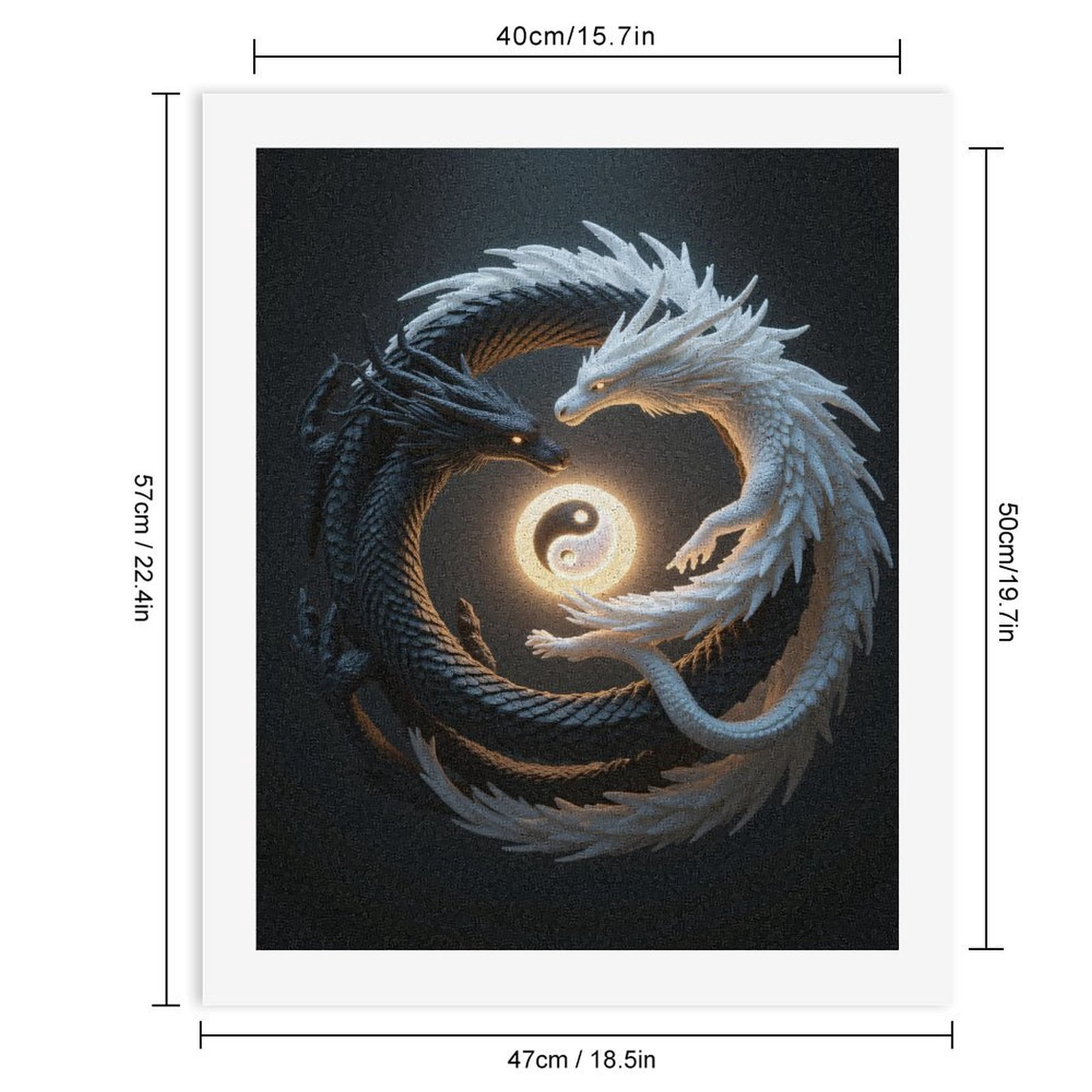Paint By Numbers Kit for Adults Beginner - DIY Black White Dual Dragons Balance Canvas Painting Kits for Adults, Frameless Paint By Number for Adults for Home Wall Decor 16x20 Inch