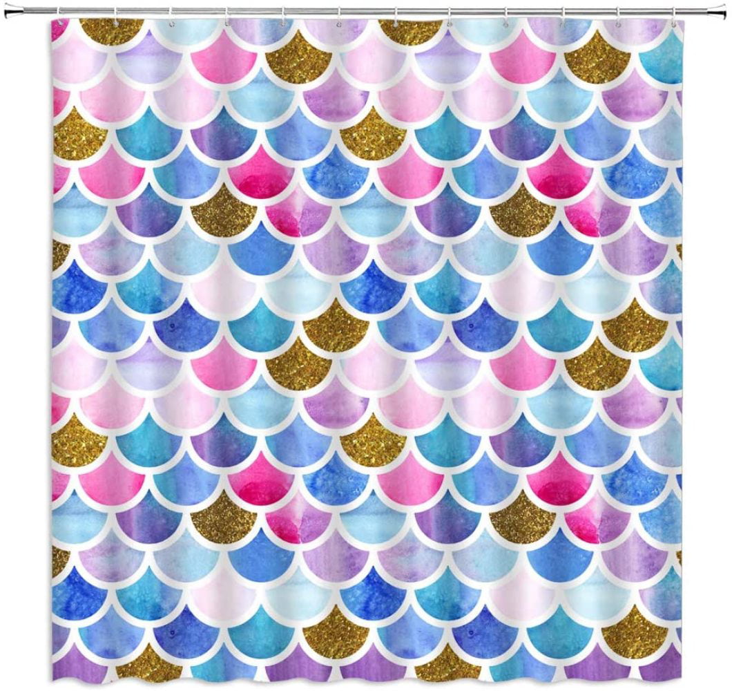 Colorful Fantasy Mermaid Scales Fabric Shower Curtain 180CM Bathroom Accessories 