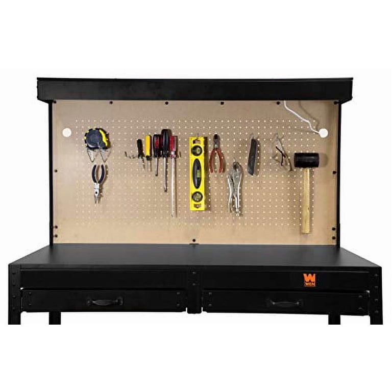 WEN 48 inch Steel Workbench, Power Outlets, Light, 200lb Capacity