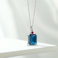 thumbnail image 4 of Gem Stone King 925 Silver London Blue Topaz and Red Created Ruby Pendant Necklace for Women (4.05 Cttw, Gemstone November Birthstone, Emerald Cut 10X8MM with 18 inch Silver Chain), 4 of 4
