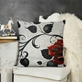 thumbnail image 2 of YINGXI Throw Pillow Cushion Cover, an Abstract Backdrop with Floral Rose Swirls Ivy and Leaves Artwork, Decorative Square Accent Pillow Case,Vermilion Grey 20x20in, 2 of 5