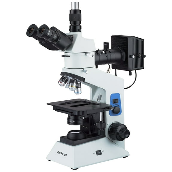 AmScope 40X-500X Trinocular Dual-light Polarized Metallurgical Microscope New