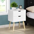 thumbnail image 2 of Resenkos Side Table with 2 Drawer and Rubber Wood Legs,Modern Storage Cabinet for Bedroom Living Room,White, 2 of 7