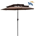 thumbnail image 5 of 9Ft 3-Tiers Patio Umbrella, Outdoor Market Table Umbrella with Crank and Tilt and Wind Vents, Sun Umbrella for Garden, Deck, Backyard, Pool Shade, Swimming Pool, 5 of 6