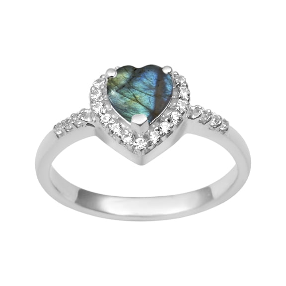 5 MM Heart Shape Labradorite 925 Sterling Silver Solitaire Women Valentines Day Gifts Ring