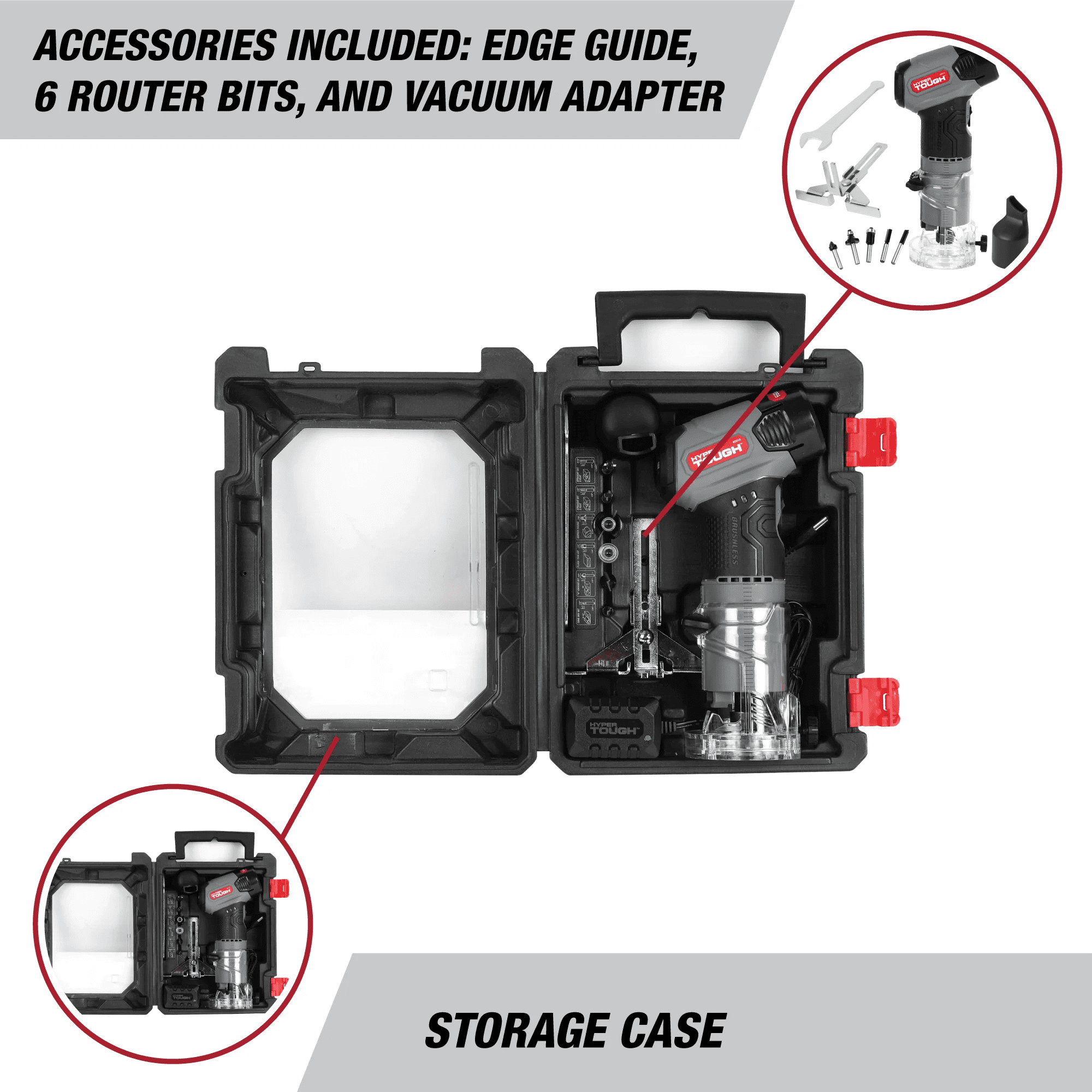 Hyper Tough 12V Max Brushless Lithium-Ion Palm Edge Router with 1.5Ah Battery and Charger, HYPER TOUGH 12V PALM ROUTER