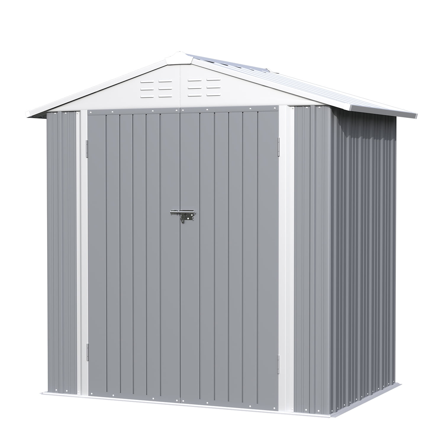 Homall 6' x 4' Mental Outdoor Storage Shed with Sloping Roof and Lockable Door, for Backyard & Garden, Gray
