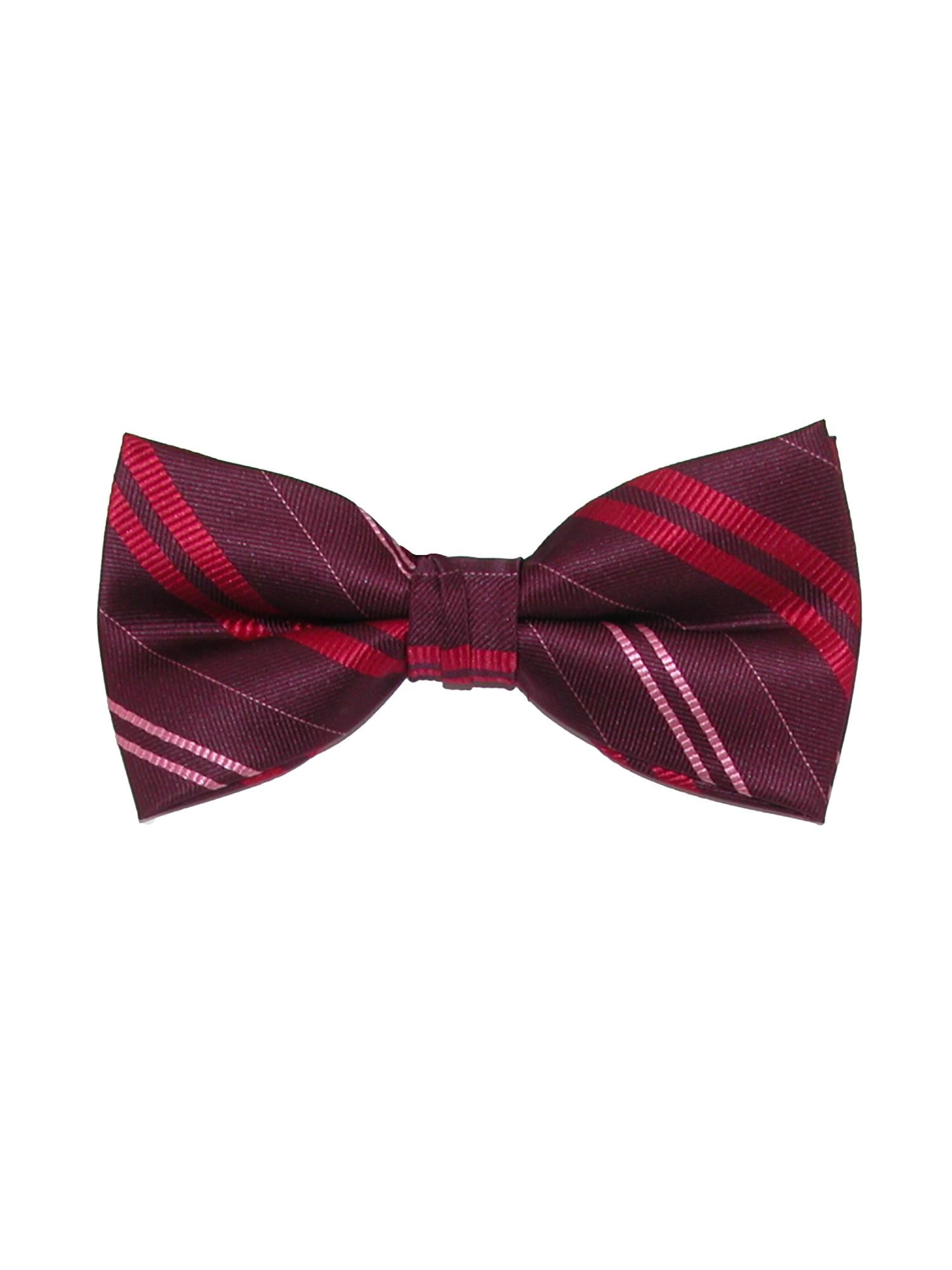 Umo Lorenzo Mens Double Stripe Bow Tie Handkerchief /& Clip-End Suspender Set