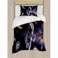 thumbnail image 3 of Outer Space Duvet Cover Set Queen Size, Astronaut Between Planets Mars Neptune Jupiter Plasma Ethereal Sphere Picture, Decorative 3 Piece Bedding Set with 2 Pillow Shams, Multicolor, by Ambesonne, 3 of 3
