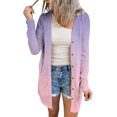 thumbnail image 2 of Women's Mid-Length Gradient Color Cardigan, Open Front Button Down Knit Sweater, Lightweight Longline Cover Up, Casual Duster Coat, Tunic Length Layering Piece Pink1 L, 2 of 6