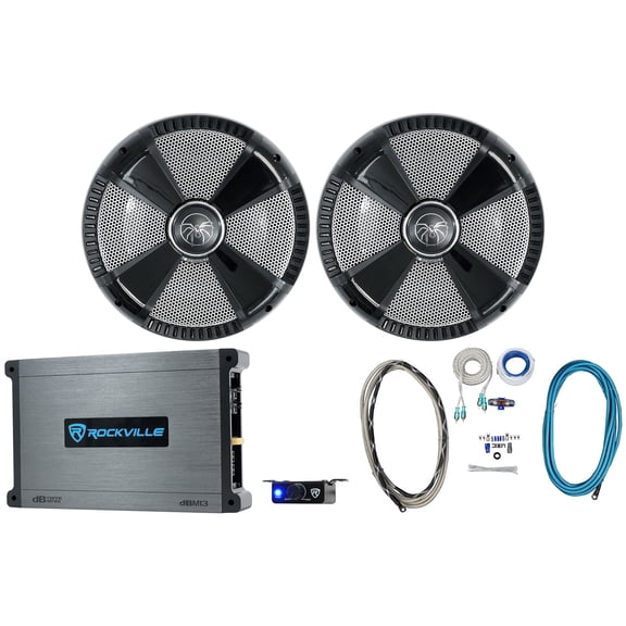 2) SoundStream MSW.102 10" 600 Watt Marine/Boat/UTV Subwoofers Amplifier Amp Kit