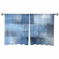 thumbnail image 2 of Blue Semi Sheer Curtains 45 Inch Length 2 Panels Set, Ombre Oil Painted Retro Abstract Art Modern Sheer Kitchen Curtain Privacy Voile Window Curtain for Living Room Bedroom Rod Pocket Drapes, 2 of 7