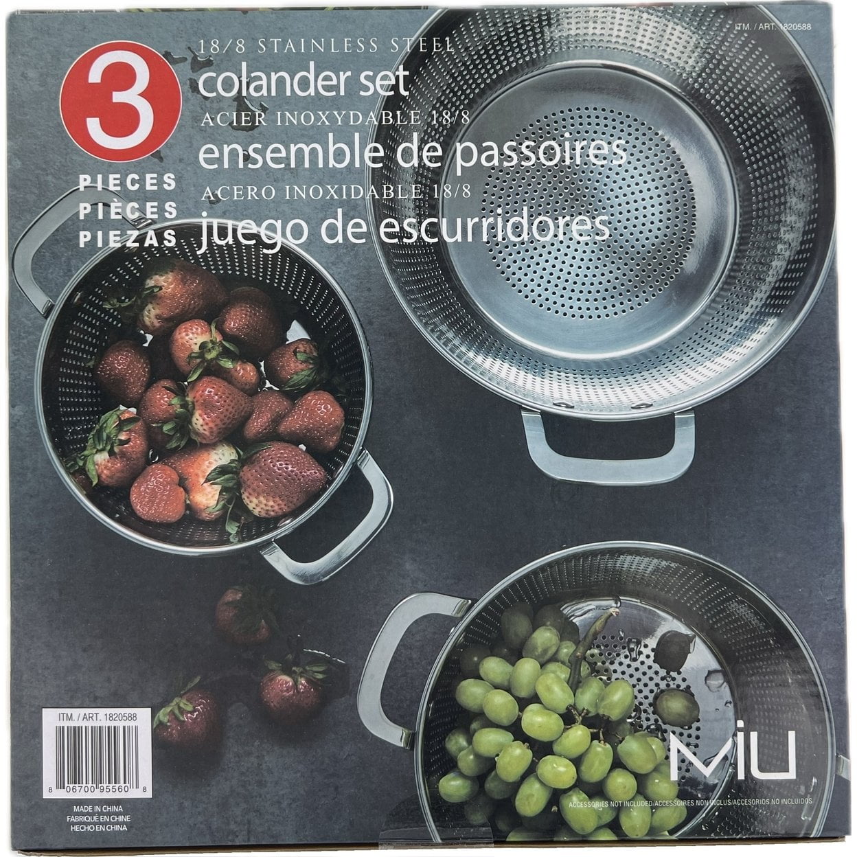 MIU Stainless Steel Colanders, Set of 3 - Walmart.com