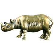 Brass Rhinoceros Figurine Ornaments Gold Vintage Decor Indoor Desktop Small Decoration
